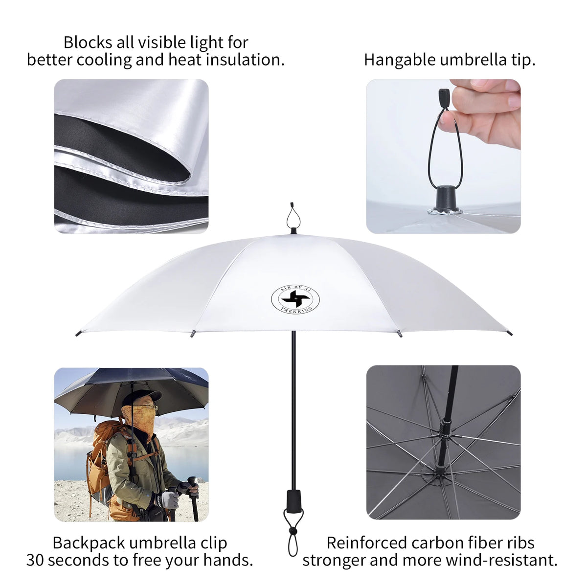 Ultralight Hiking Umbrella Outdoor trekkin long umbrella hands-free UV protection Umbrella Clip for Backpacks Sun & Rain Outdoor