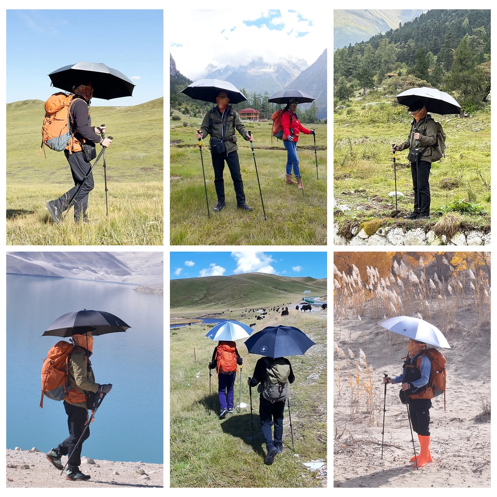 Ultralight Hiking Umbrella Outdoor trekkin long umbrella hands-free UV protection Umbrella Clip for Backpacks Sun & Rain Outdoor