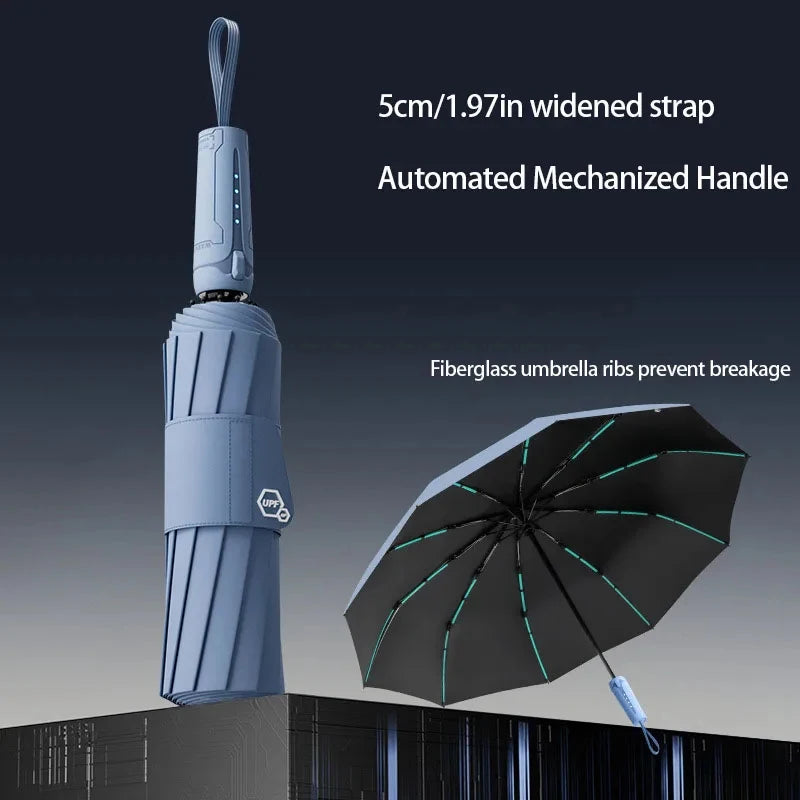 60 ribbed reinforced windproof sunshade umbrella UPF 50+UV blocking, sturdy dual-purpose business umbrella for both men and wome
