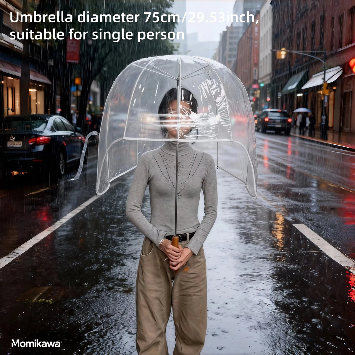 Long-Handled Helmet Umbrella Windproof Waterproof Transparent Fun Cap for Outdoor Weather