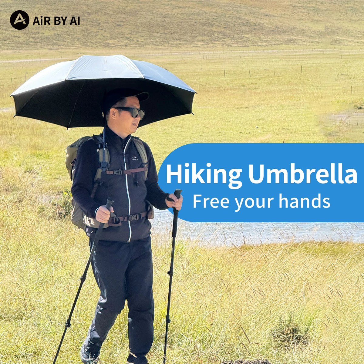 Ultralight Hiking Umbrella Outdoor trekkin long umbrella hands-free UV protection Umbrella Clip for Backpacks Sun & Rain Outdoor